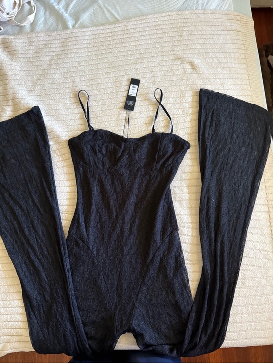 Fashion Nova Pants - Fashion Nova Black Lace Spaghetti Strap Jumpsuit